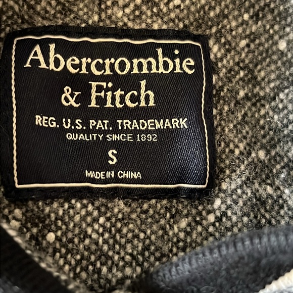 Abercrombie & Fitch Wool Bomber Black Gray Varsity Bomber Jacket Size Small - Picture 6 of 7